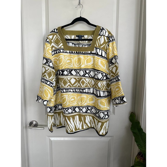 Saint Tropez West Linen Quarter Sleeve Blouse Sz. 1X - Picture 1 of 5